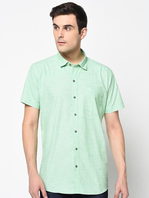 green solid casual shirt - 17535767 - Standard Image - 1