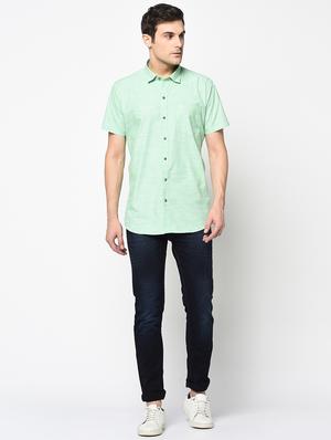 green solid casual shirt - 17535767 - Standard Image - 4