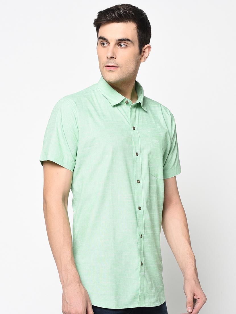 green solid casual shirt - 17535767 - Zoom Image - 2