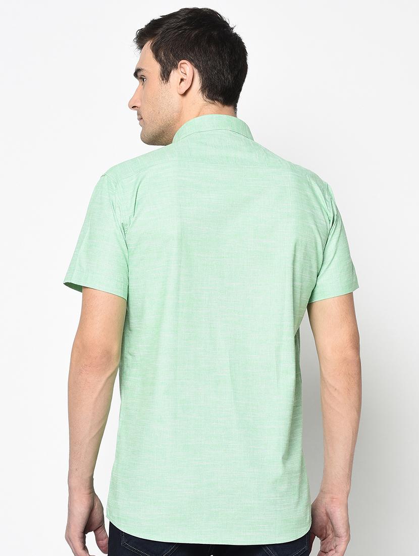 green solid casual shirt - 17535767 - Zoom Image - 3