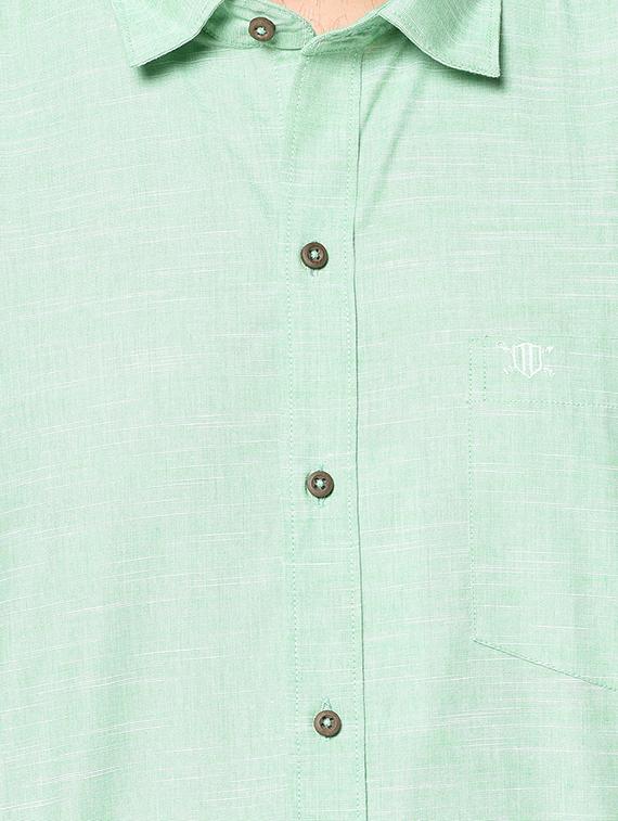 green solid casual shirt - 17535767 - Zoom Image - 5