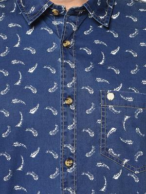 navy blue printed casual shirt - 17535779 - Standard Image - 5