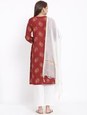 maroon printed suit set - 17535863 - Standard Image - 3