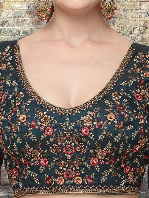 teal embroidered blouse - 17535868 - Very Small Image - 1