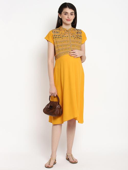 yellow viscose maternity wear - 17535878 - Standard Image - 1