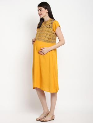yellow viscose maternity wear - 17535878 - Standard Image - 2