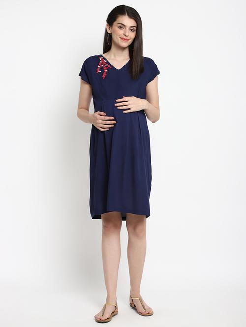 blue viscose maternity wear - 17535883 - Standard Image - 1