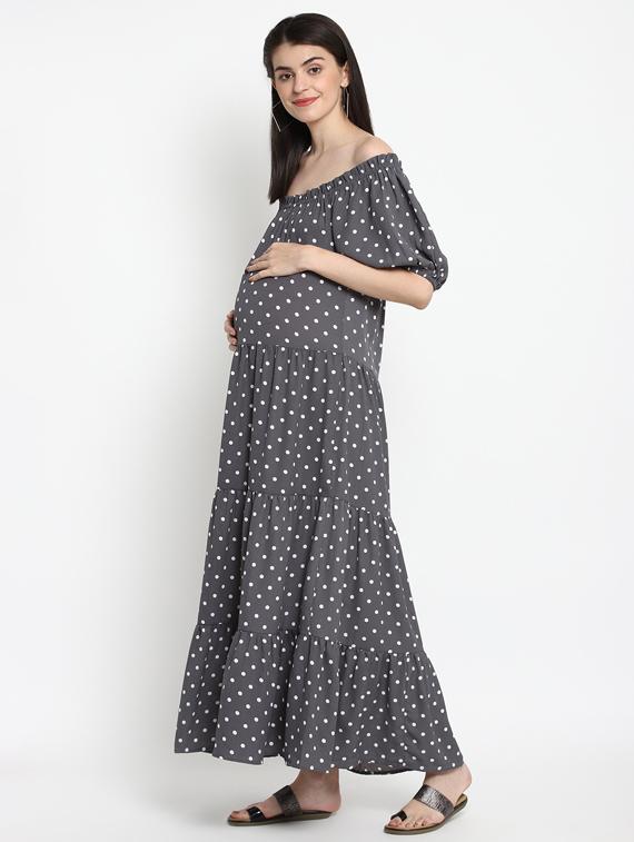 grey polyester maternity wear - 17535886 - Zoom Image - 2