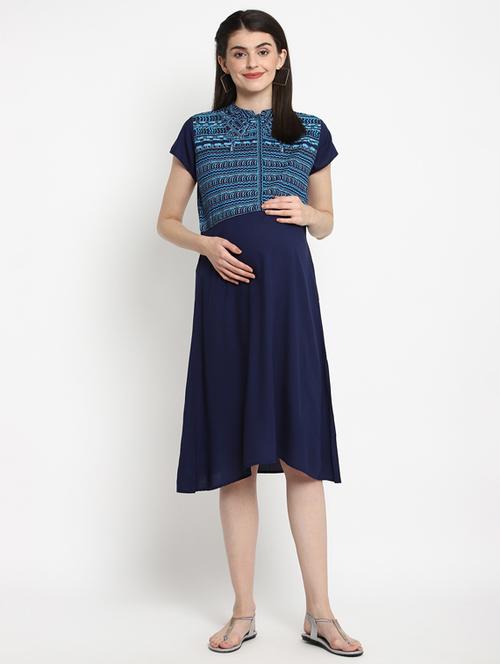blue viscose maternity wear - 17535899 - Standard Image - 1