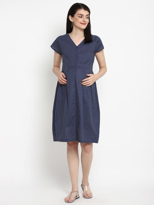 blue viscose maternity wear - 17535900 - Standard Image - 1