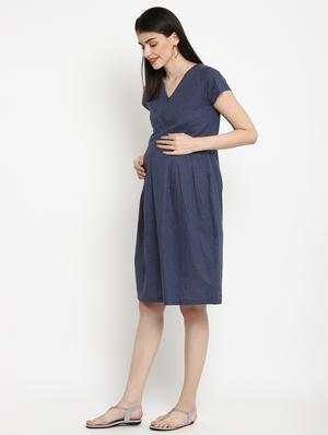 blue viscose maternity wear - 17535900 - Standard Image - 2