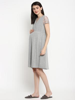 grey cotton maternity wear - 17535901 - Standard Image - 2