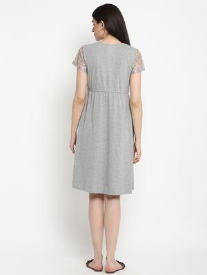 grey cotton maternity wear - 17535901 - Standard Image - 3