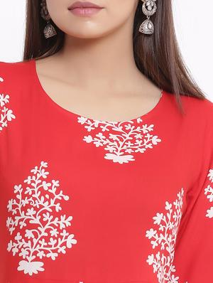red rayon fit & flare dress - 17535997 - Standard Image - 4