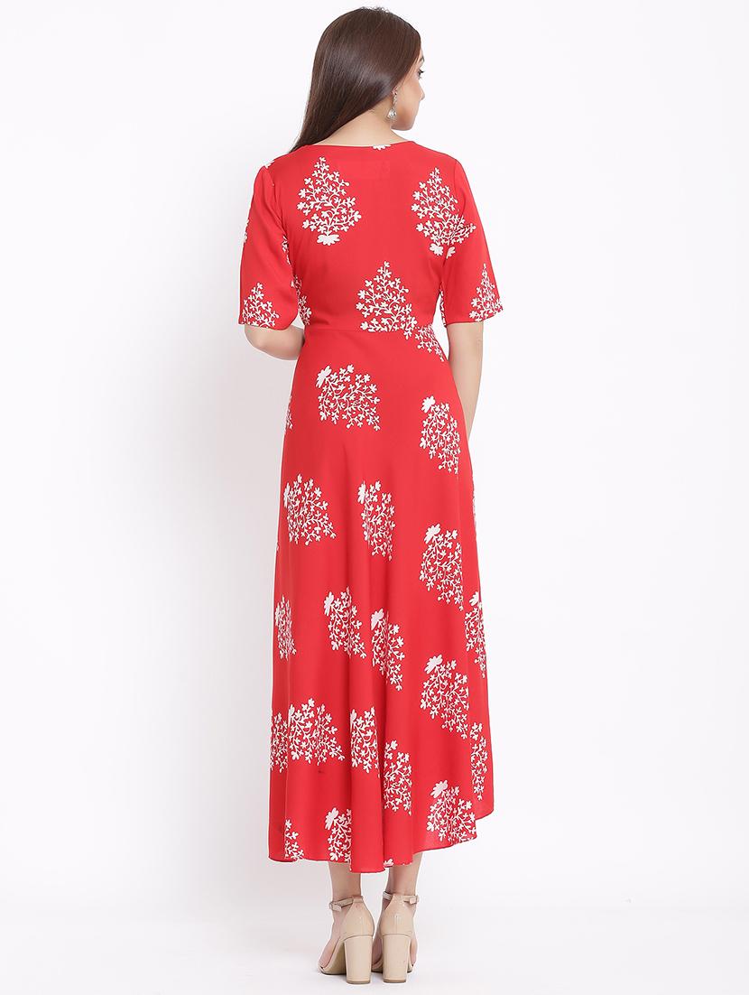 red rayon fit & flare dress - 17535997 - Zoom Image - 3