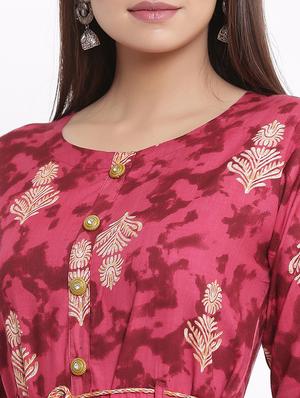 red rayon fit & flare dress - 17535998 - Standard Image - 4