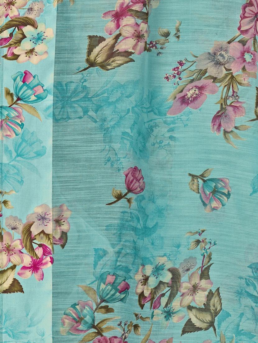 floral plain saree with blouse - 17536159 - Zoom Image - 4