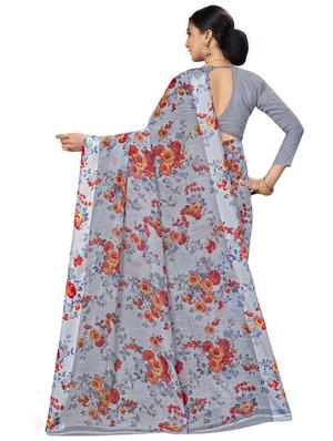 floral printed saree with blouse - 17536161 - Standard Image - 2