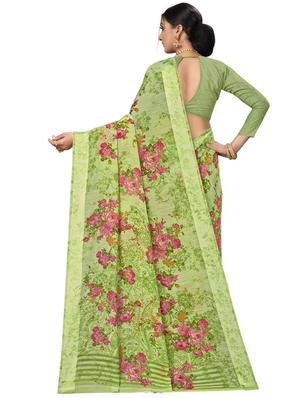 floral printed saree with blouse - 17536162 - Standard Image - 2