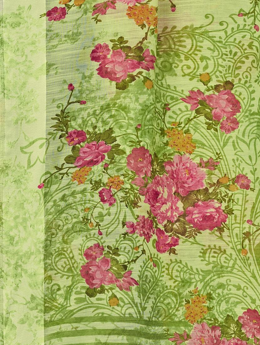 floral printed saree with blouse - 17536162 - Zoom Image - 4