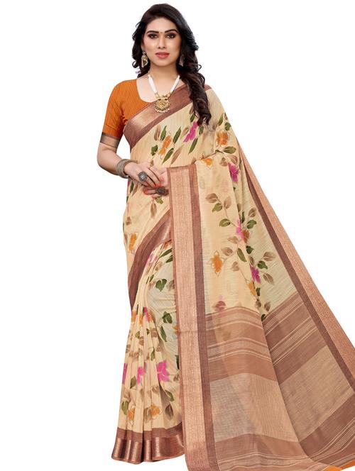 floral printed saree with blouse - 17536164 - Standard Image - 1