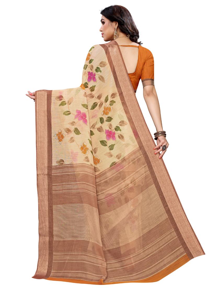 floral printed saree with blouse - 17536164 - Zoom Image - 2