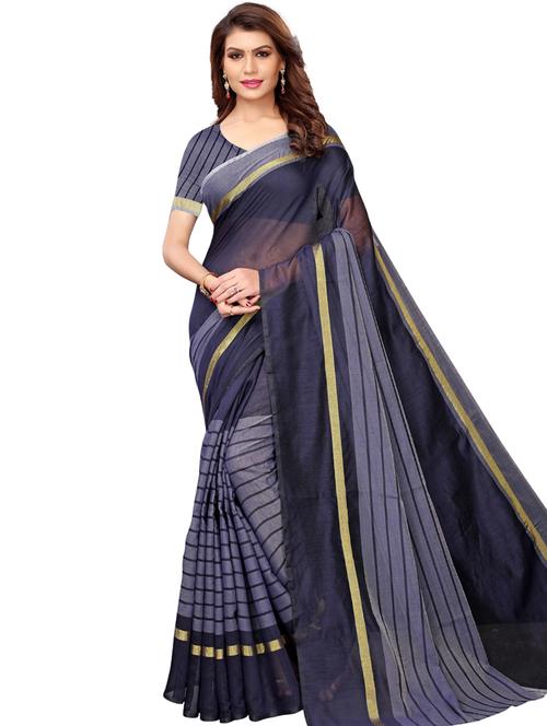 striped printed saree with blouse - 17536167 - Standard Image - 1