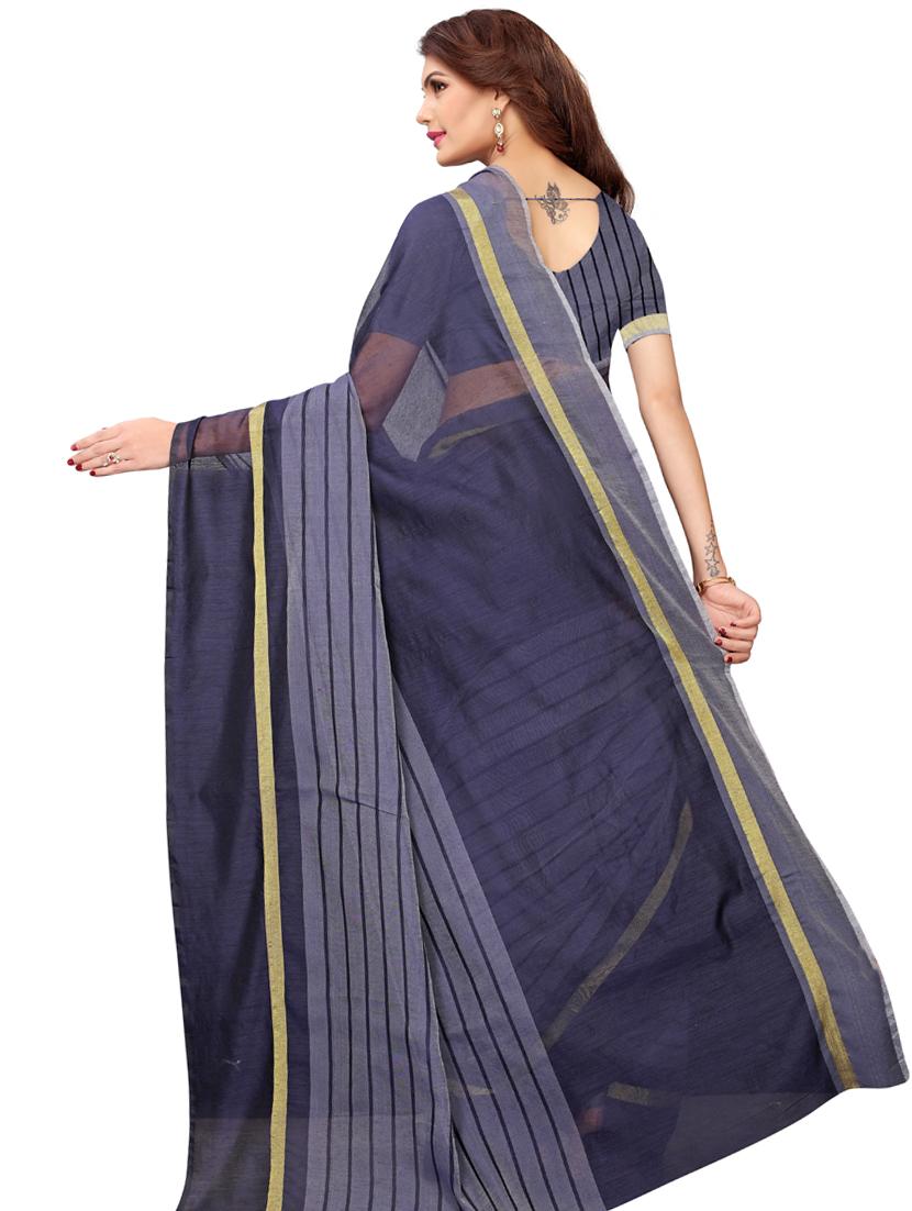 striped printed saree with blouse - 17536167 - Zoom Image - 2