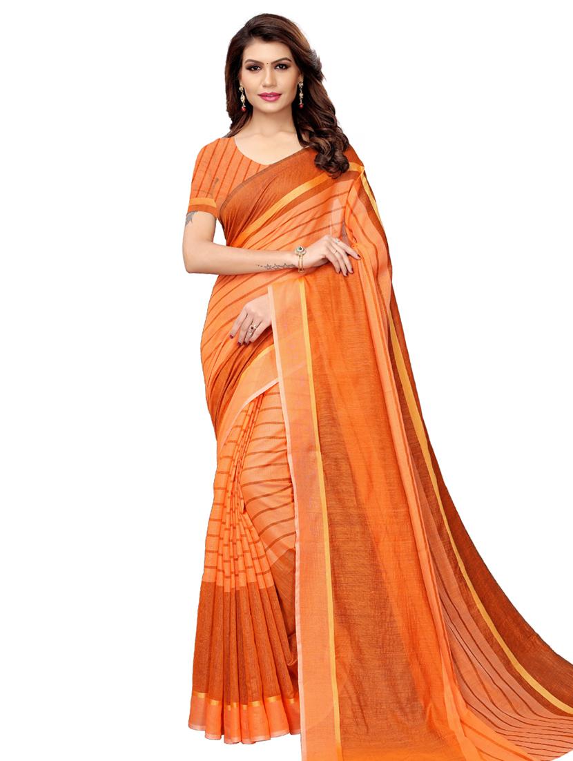 striped printed saree with blouse - 17536168 - Zoom Image - 1