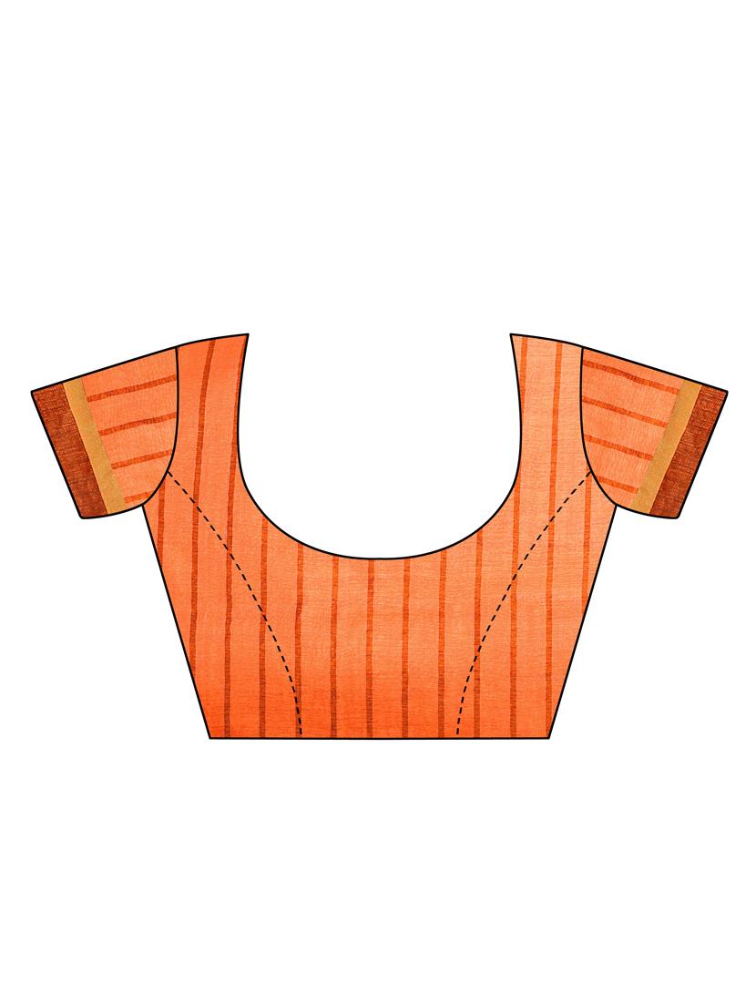 striped printed saree with blouse - 17536168 - Zoom Image - 3