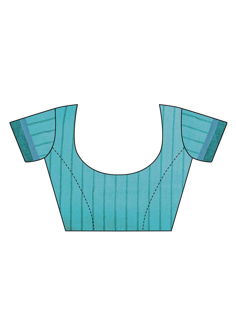 striped printed saree with blouse - 17536170 - Zoom Image - 3