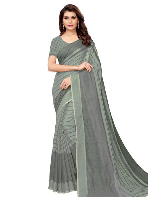 striped printed saree with blouse - 17536171 - Standard Image - 1