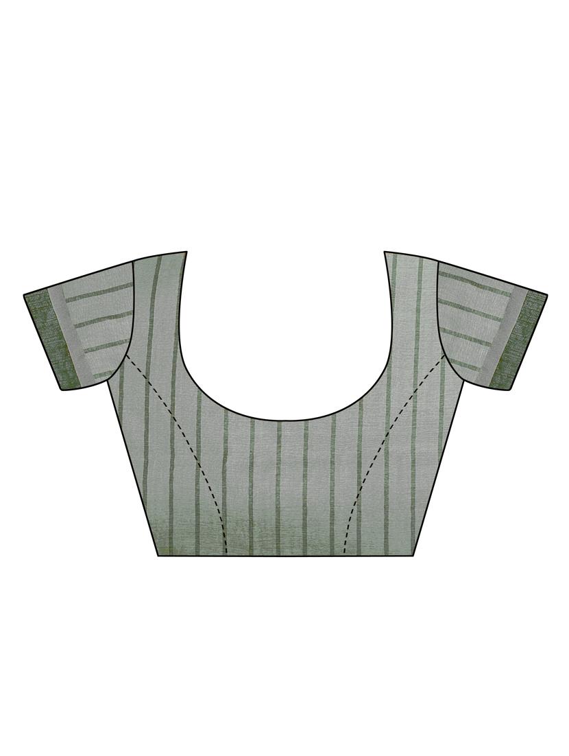 striped printed saree with blouse - 17536171 - Zoom Image - 3