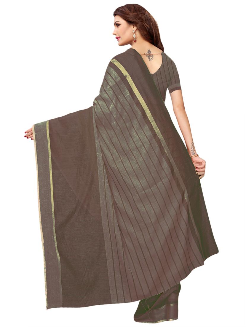 striped printed saree with blouse - 17536172 - Zoom Image - 2