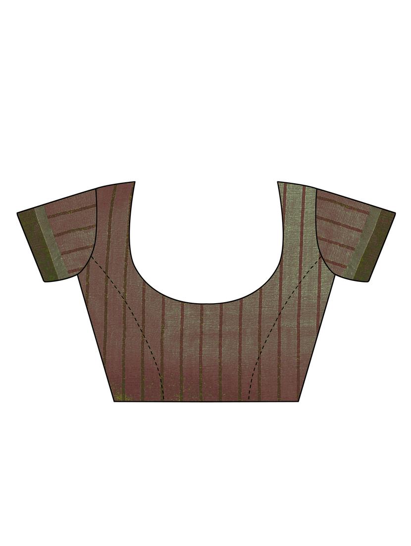 striped printed saree with blouse - 17536172 - Zoom Image - 3