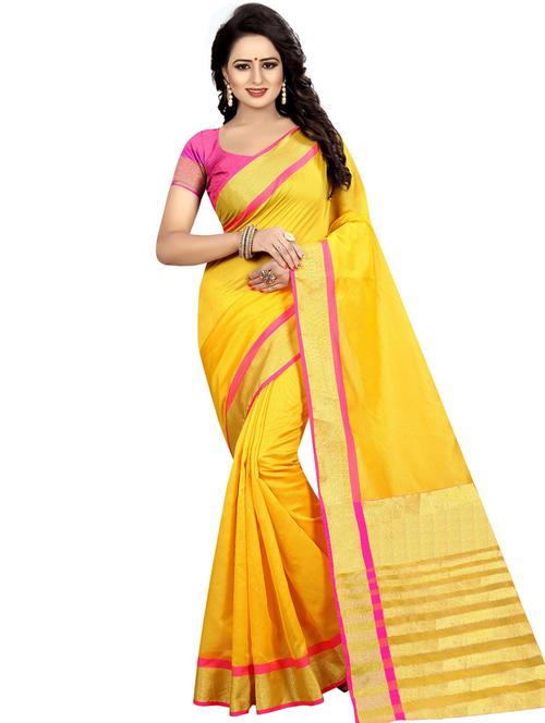 solid plain saree with blouse - 17536176 - Standard Image - 1