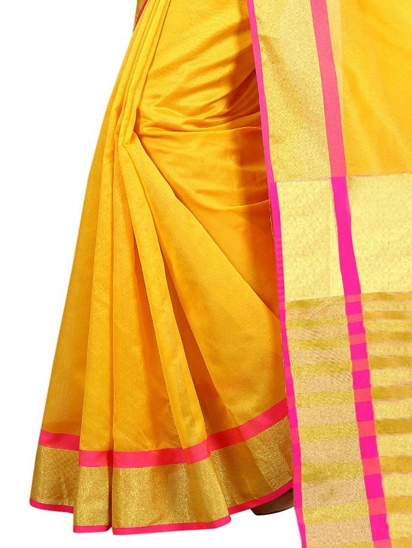 solid plain saree with blouse - 17536176 - Zoom Image - 3