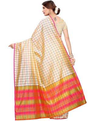 checkered printed saree with blouse - 17536179 - Standard Image - 2