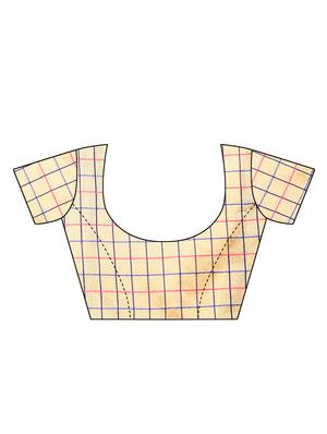 checkered printed saree with blouse - 17536179 - Standard Image - 3