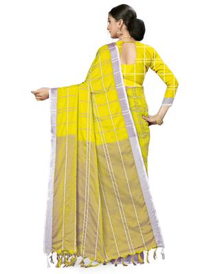 checkered plain saree with blouse - 17536189 - Standard Image - 2