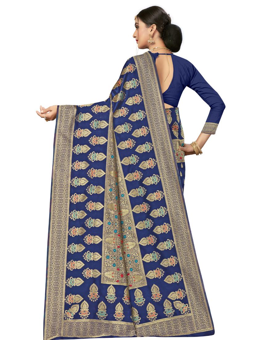 self design plain saree with blouse - 17536191 - Zoom Image - 2