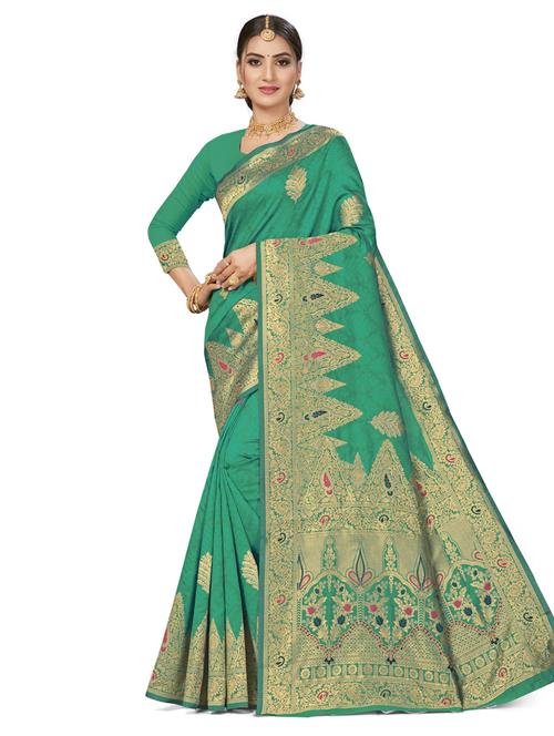 self design plain saree with blouse - 17536192 - Standard Image - 1