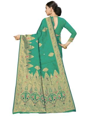 self design plain saree with blouse - 17536192 - Standard Image - 2