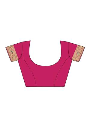 magenta plain saree with blouse - 17536193 - Standard Image - 3