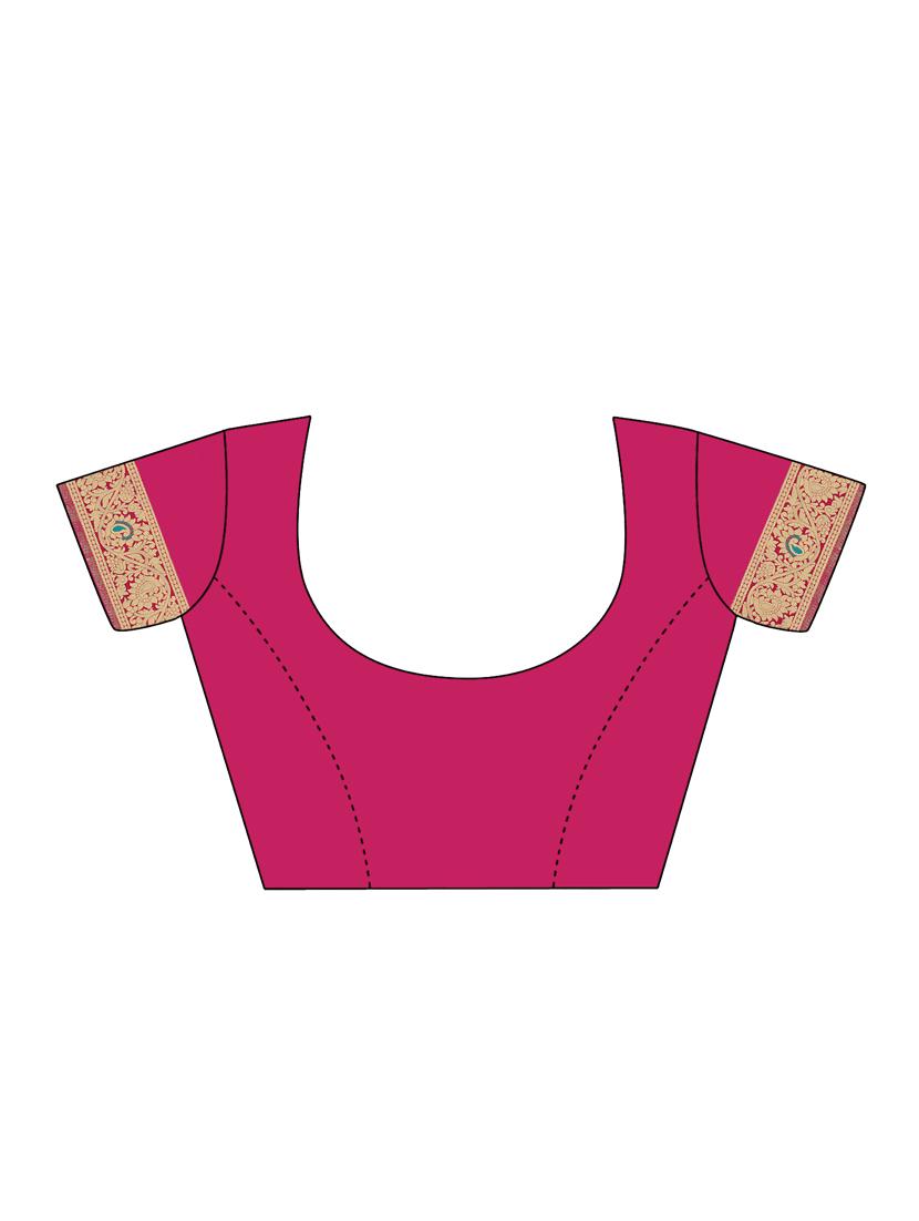 magenta plain saree with blouse - 17536193 - Zoom Image - 3