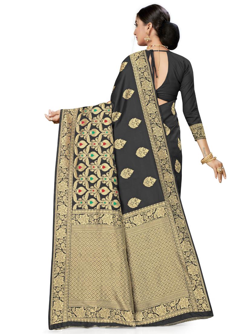 self design plain saree with blouse - 17536195 - Zoom Image - 2