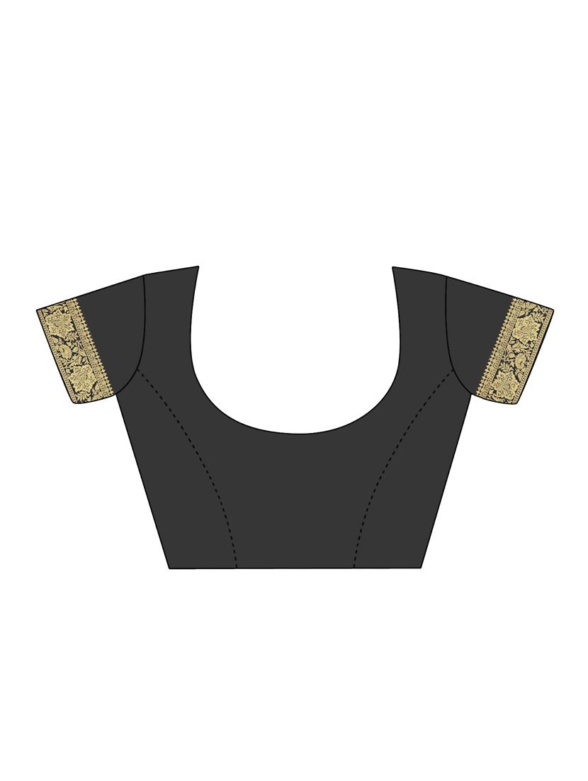self design plain saree with blouse - 17536195 - Zoom Image - 3