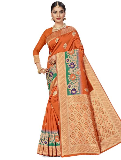 self design plain saree with blouse - 17536197 - Standard Image - 1