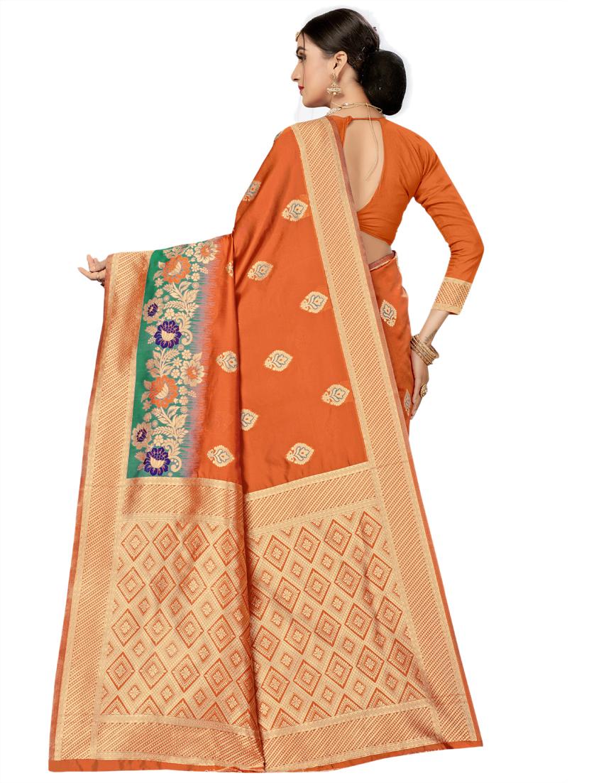 self design plain saree with blouse - 17536197 - Zoom Image - 2