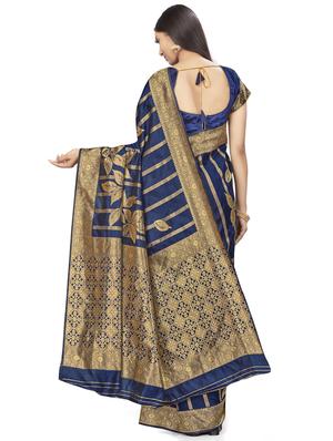 self design printed saree with blouse - 17536199 - Standard Image - 2